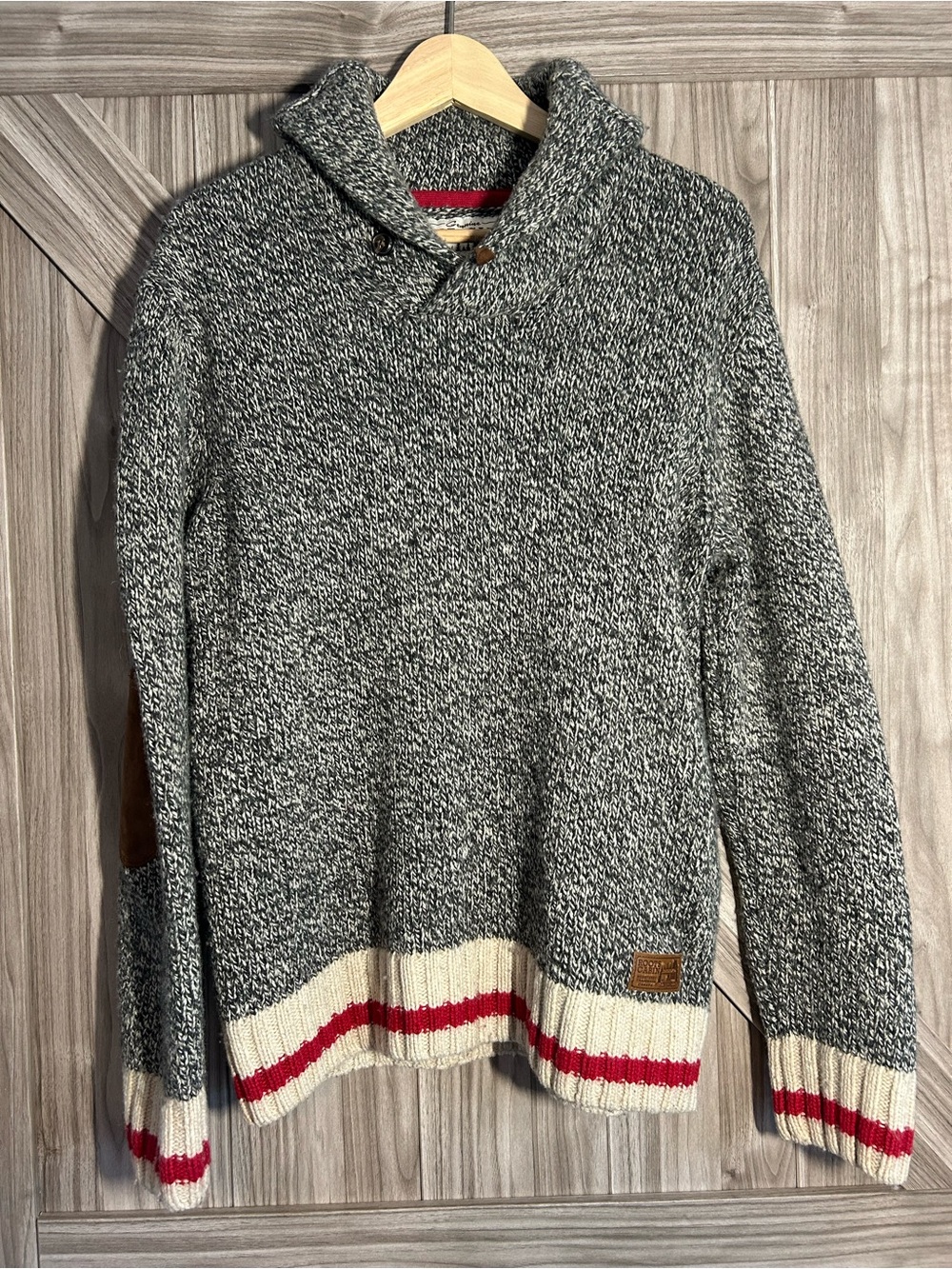 Roots Genuine Cabin Knit Wool Blend Pullover Sweater Grey M